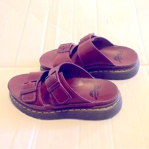 DR. MARTENS Cyprus - 2 Strap Slide, Burgundy, Women’s Size UK 4 / US 6